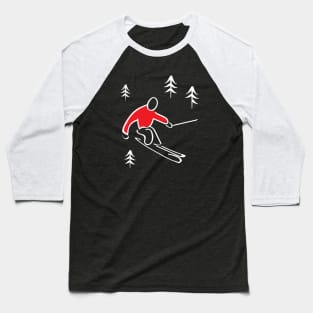 Skiing Illustration Baseball T-Shirt